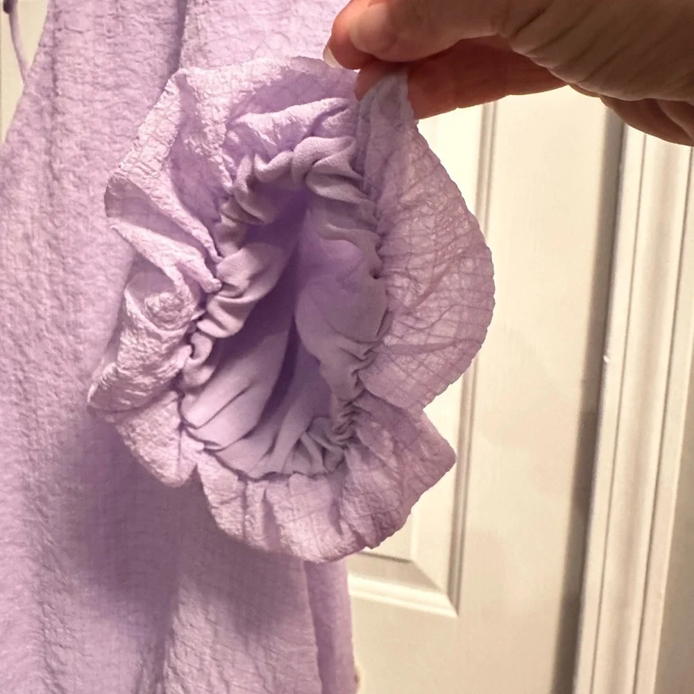 ASTR The Label Purple Textured V-Neck Puff Sleeve Top XL - Picture 3 of 11